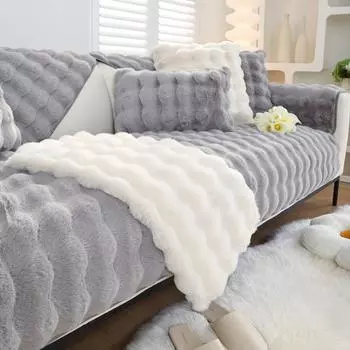 Подушка для дивана из плюшевой сетки с кроликом, красная, зимняя, утолщенная, плюшевая, нескользящая, кожаная, чехол для дивана, новый чехол, полотенце 45 45 pillow case