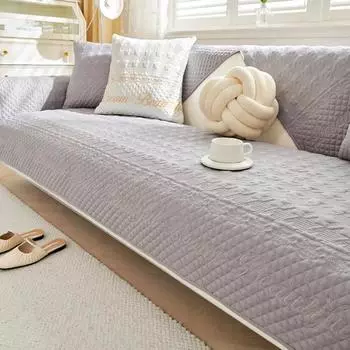 Подушка для дивана из промытого хлопка с вышивкой, бытовой противоскользящий комбинированный чехол для дивана, спинка сиденья для гостиной, одноцветный коврик для дивана 70x70