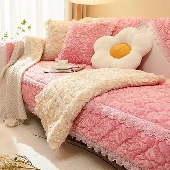 Подушка для дивана из розового бархата, зимний чехол для дивана, новое полотенце из плюшевой ткани. 50*70