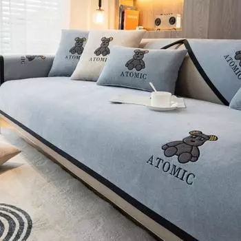 Подушка для дивана из шенилла Four Seasons Universal Cartoon Вышивка Нескользящая Подушка для дивана Подушка для спинки 70*70cm