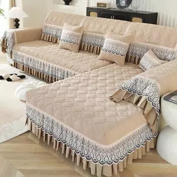 Подушка для дивана из шенилла Modern Simple, нескользящая, универсальная, Four Seasons 70*70 бежевый