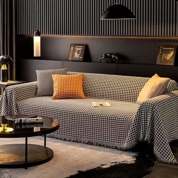 Подушка для дивана из шенилла, нескользящая, скандинавская, простая, классическая, мелкая, с рисунком «гусиная лапка», чехол для дивана Four Seasons, полотенце 180*130cm