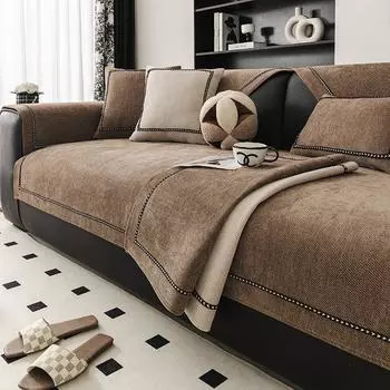 Подушка для дивана из шенилла, однотонная, всесезонная, универсальная, противоскользящая, современная, высококачественная, чехол для дивана, ткань для полотенец на спинку 70x70