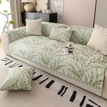 Подушка для дивана из шенилла, противоскользящая, износостойкая, зеленого цвета, жаккардовая, Г-образная, полотенца, чехол для дивана, наволочка с меховой окантовкой 70x70cmcm 1pcs