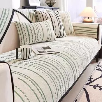 Подушка для дивана из шенилла с принтом в линию, нескользящая, универсальная, на все времена года, для гостиной, современный, простой, декоративный чехол для дивана 70x70 A