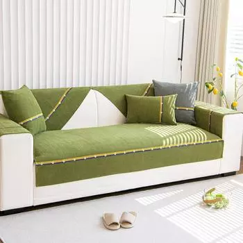 Подушка для дивана из шенилла, универсальная ткань, нескользящая, роскошный чехол для дивана в гостиной, утолщенная, защита мебели от царапин кошек 70x70cm 1pcs бежевый