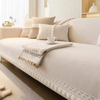 Подушка для дивана из шенилла в кремовом стиле Four Seasons Universal Simple Non-Slip Чехол для дивана 70*70cm