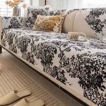 Подушка для дивана из шенилла в стиле ретро, универсальная, современная, нескользящая, устойчивая к царапинам, ткань для диванной подушки, рисунок тушью 70*70cm