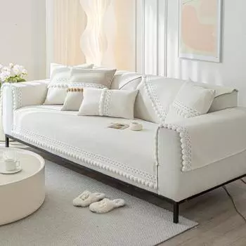 Подушка для дивана из шенилла, в стиле светло-французских кремов, универсальная для всех сезонов, новый чехол, тканевое полотенце, нескользящая подушка для сиденья 70*70cm