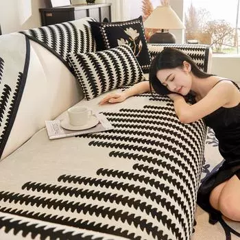 Подушка для дивана из шенилла высокого качества Nordic, универсальные подушки для сидений Four Seasons, нескользящие, для гостиной, прямые, для дивана, полотенце 70*70cm