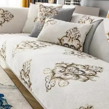 Подушка для дивана из шениллового жаккарда Four Seasons Universal European Style Couch Cover Cover Anti Slip Wear Resistance Sofa Cover 70x70