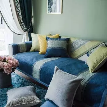 Подушка для дивана из шенилловой ткани, простой современный нескользящий всесезонный универсальный кожаный модульный чехол для дивана для гостиной 70*70