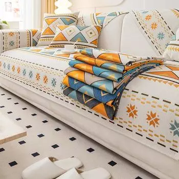 Подушка для дивана из синели, четыре сезона, простая противоскользящая подушка, чехол для дивана, высококачественный легкий роскошный чехол, тканевое полотенце 70*70cm