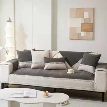 Подушка для дивана из синели, двухцветная подушка для дивана, подушка для спинки, полотенце, универсальная подушка для дивана Four Seasons, нескользящий чехол для дивана 70x70cm 1pcs