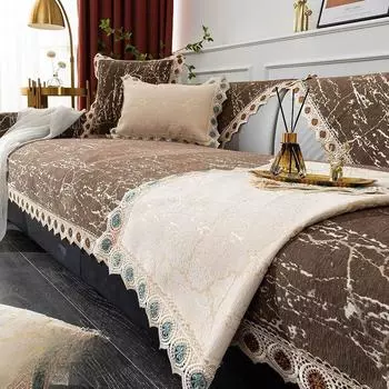 Подушка для дивана из синели Four Seasons, универсальная высококачественная кожаная нескользящая легкая роскошная подушка в скандинавском минималистском стиле, чехол-полотенце 70*70cm