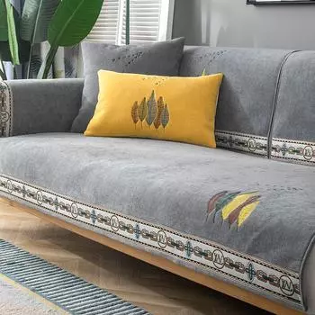 Подушка для дивана из синели Four Seasons Универсальная нескользящая доступная роскошная стильная современная простая зимняя высококачественная утолщенная кожаная подушка Подушки для сидений 70*70CM