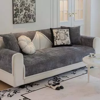 Подушка для дивана из синели, французский кремовый стиль, универсальный нескользящий чехол на четыре сезона, чехол для полотенца, чехол для дивана, все включено 70*70cm