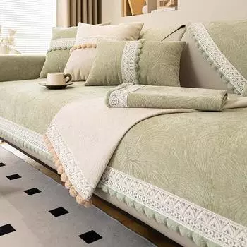 Подушка для дивана из синели, легкая французская кремовая подушка для четырех сезонов, универсальная новая ткань в виде ракушки, нескользящие подушки для сидения 70*70