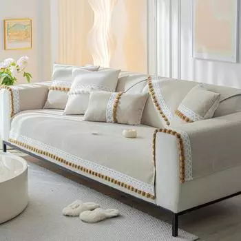 Подушка для дивана из синели, легкая подушка во французском кремовом стиле, универсальный чехол на четыре сезона, тканевые нескользящие подушки для сидения 70*70cm