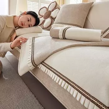 Подушка для дивана из синели, нескользящая универсальная универсальная ленточная подушка для четырех сезонов, чехол для дивана, спинка, полотенце 70-70