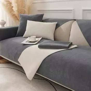 Подушка для дивана из синели, простой современный однотонный чехол для дивана, универсальная нескользящая подушка на четыре сезона, ткань с полным покрытием 70*70