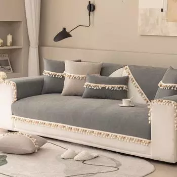 Подушка для дивана из синели с кисточками, известная в Интернете, новая четырехсезонная универсальная подушка, чехол для дивана, универсальный чехол, ткань 70x70cm 1pc