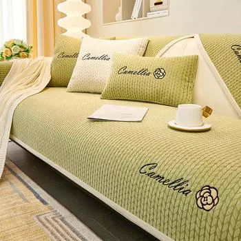 Подушка для дивана из синели с рисунком пшеницы, универсальный нескользящий чехол для дивана на четыре сезона, новинка 2024, тканевая подушка на спинку 70*70