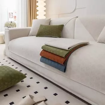 Подушка для дивана из синели Трехмерное жаккардовое сплошное цветное полотенце для дивана Универсальная подушка Four Seasons Современное простое нескользящее полотенце для дивана 70*70cm