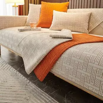 Подушка для дивана из синели, универсальная нескользящая подушка для сиденья на все времена года, простой современный универсальный чехол для дивана с тканевым полотенцем 70*70cm