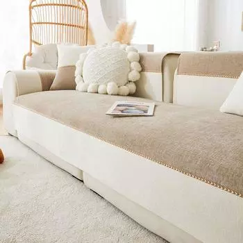 Подушка для дивана из синели, универсальная нескользящая подушка для четырех сезонов, шерстяная антипригарная подушка с защитой от кошачьих лап, чехол для дивана, тканевый кремовый стиль 70*70cm