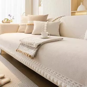 Подушка для дивана из синели, универсальная нескользящая подушка для сидения, кремовый стиль, прямой ряд, трехместный кожаный чехол для дивана, полотенце 70*70cm