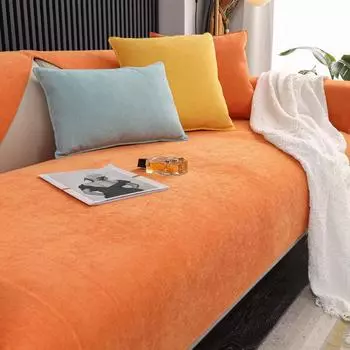 Подушка для дивана из синели, универсальная, простая, современная, оранжевая, нескользящая, чехол для сиденья, чехол для дивана, чехол на спинку, полотенце 70*70 синий