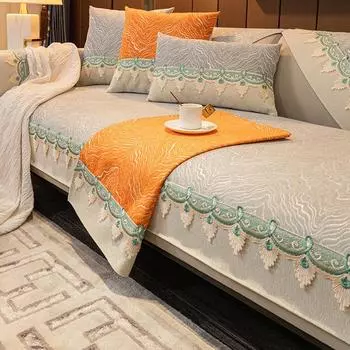 Подушка для дивана из синели, универсальная нескользящая подушка Four Seasons, современный легкий роскошный элитный диван-полотенце, чехол для дивана, ткань с полным покрытием 70*70cm