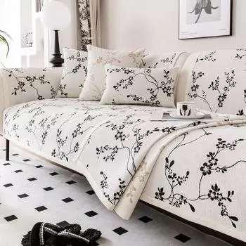 Подушка для дивана из синели, универсальная нескользящая подушка на четыре сезона, легкая французская кремовая подушка для дивана, тканевый чехол 70*70cm