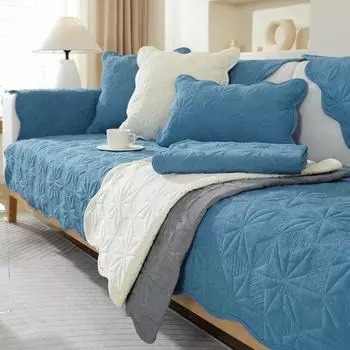 Подушка для дивана из синели, универсальная подушка для сиденья Four Seasons, нескользящий чехол для дивана, ткань, усовершенствованный кремовый стиль 70*70cm