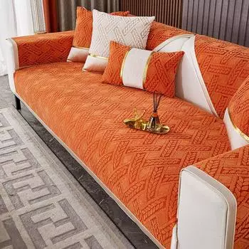 Подушка для дивана из синели, универсальная противоскользящая однотонная подушка для дивана, кожаный чехол для дивана с геометрическим рисунком, чехол для дивана с пшеничными ушками 70x70cm 1pcs