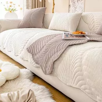 Подушка для дивана из синели, универсальная нескользящая подушка для четырех сезонов, кремовый стиль, чехол для дивана, новинка 2024, чехол на спинку, полотенце 70*70cm