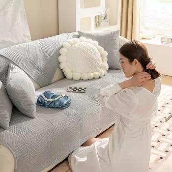 Подушка для дивана из синели, универсальная нескользящая подушка на четыре сезона, простой современный кожаный диван в скандинавском стиле, полностью завернутый чехол, ткань 90*70CM