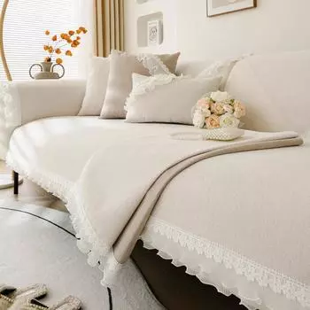 Подушка для дивана из синели, универсальные нескользящие подушки для сидений на четыре сезона, сплошной цвет, эластичный чехол для дивана с кромкой, полотенце 70*70cm