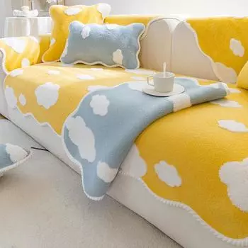 Подушка для дивана из синели, универсальный простой современный нескользящий чехол для дивана на четыре сезона, плюшевая толстая подушка, тканевый чехол на спинку 70*70