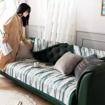 Подушка для дивана из синели в стиле ретро, универсальная подушка для сидения на все времена года, утолщенный противоскользящий пылезащитный чехол 70*70cm