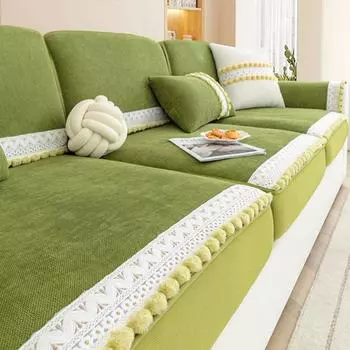 Подушка для дивана из синели, винтажная универсальная нескользящая подушка для сиденья на четыре сезона, чехол на спинку, полотенце, новинка 2024, кожаный чехол для дивана 60*60