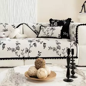 Подушка для дивана из синели, жаккардовая с чехлом для дивана, противоскользящий чехол в стиле ретро, универсальный износостойкий подлокотник для гостиной 70x70