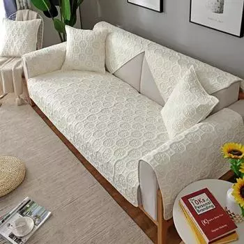 Подушка для дивана из стираного хлопка, противоскользящая подушка для дивана, зимнее украшение для гостиной, вышивка, утолщение, чехол для дивана, полотенце для спинки 70x70cm 1pcs