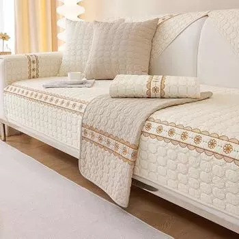 Подушка для дивана из стираного хлопка, универсальная для всех сезонов, ткань из стираного хлопка, простой чехол для дивана, нескользящая подушка, утолщенная и универсальная. 70*70cm