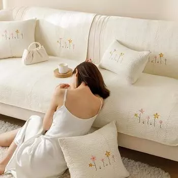 Подушка для дивана из стираного хлопка, универсальная современная простая однотонная нескользящая подушка, чехол для подушки, полотенце, подушка в кремовом стиле 70*70cm