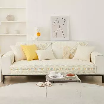 Подушка для дивана из стираного хлопка, универсальный пасторальный стиль, нескользящий чехол для дивана, чехол для полотенец на спинку, тканевый чехол для дивана, полный комплект 70*70