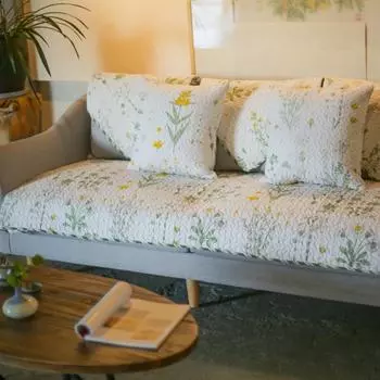 Подушка для дивана из свежей и зеленой хлопковой ткани, нескользящий чехол для дивана, универсальный чехол для полотенца, можно стирать в стиральной машине в любое время года. 70*70