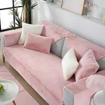 Подушка для дивана из утолщенной плюшевой ткани для зимней скандинавской минималистской гостиной. Нескользящий кожаный чехол для полотенца из цельного дерева. Подушка для четырех сезонов. 70*70