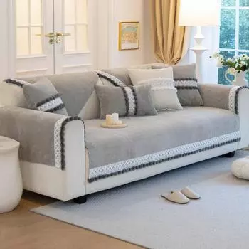 Подушка для дивана из вельвета в кремовом стиле, плюшевая противоскользящая подушка на осень и зиму, высококачественный чехол для дивана, чехол для подушки сиденья 70*70cm